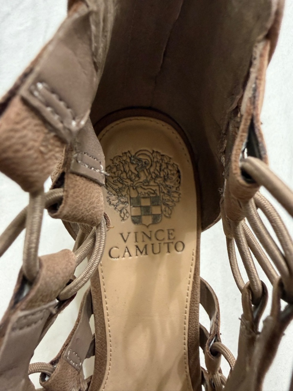 Vince Camuto Gladiator Heels Brown Leather Lace Up Sandals Women’s Size 9 - Picture 2 of 6